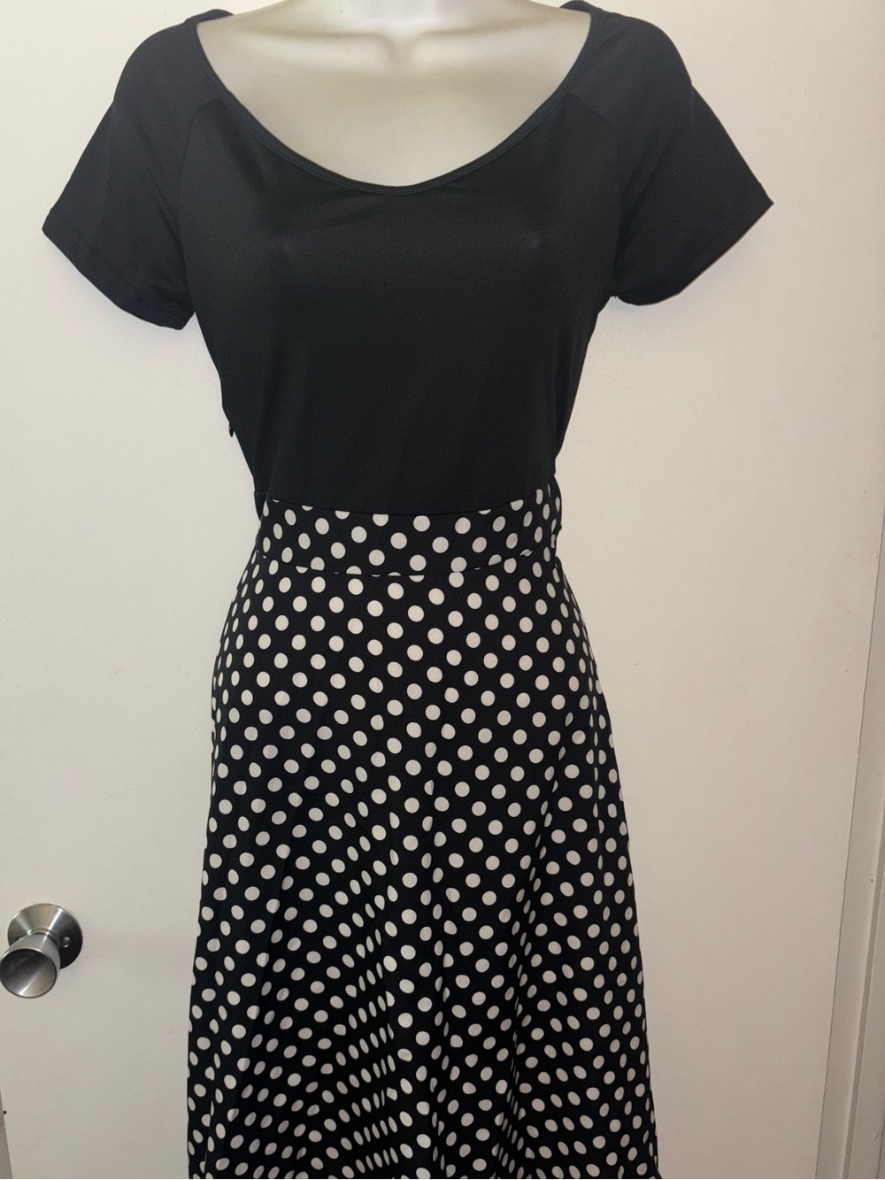 Black & White Polka Dot costume cosplay Dress pinup long stretchy up vintage